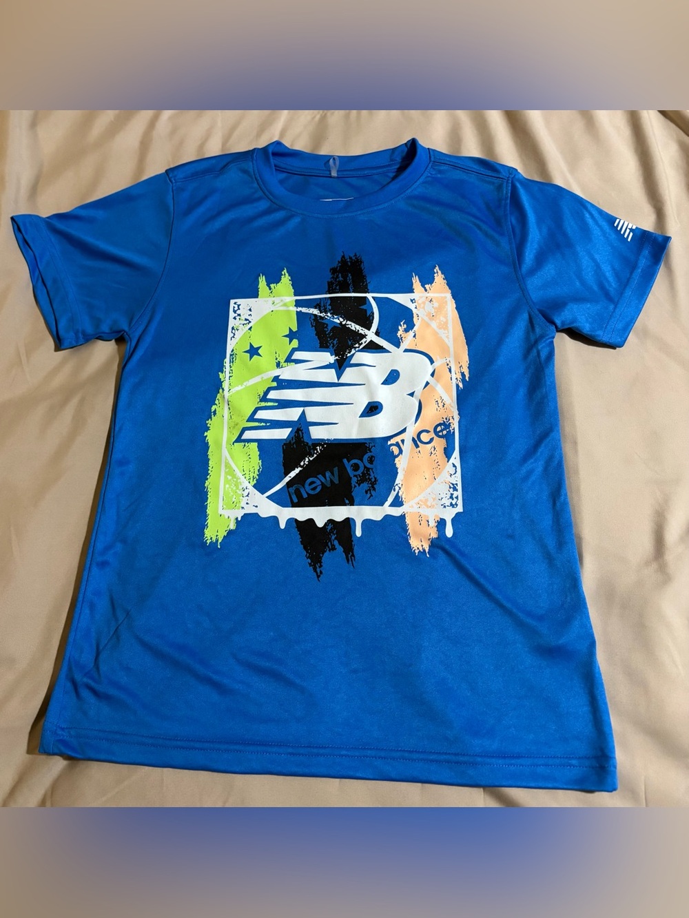New Balance Boys Performance Graphic T-Shirt Blue Size 12 NWT Athletic Shirt